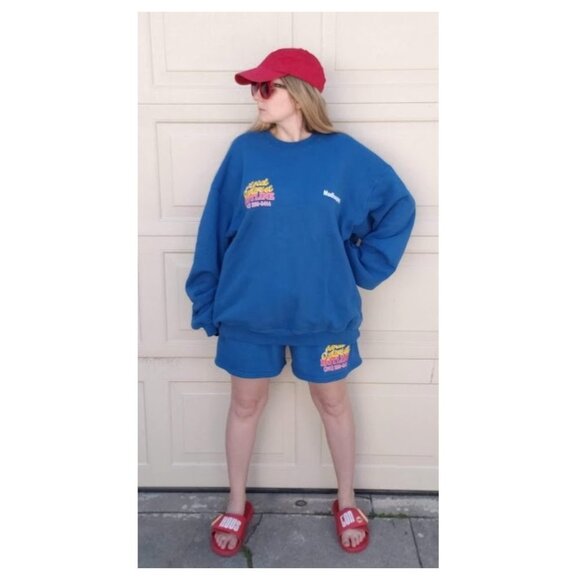 MADHAPPY Local Optimist Hotline Shorts in Blue - Picture 4 of 13